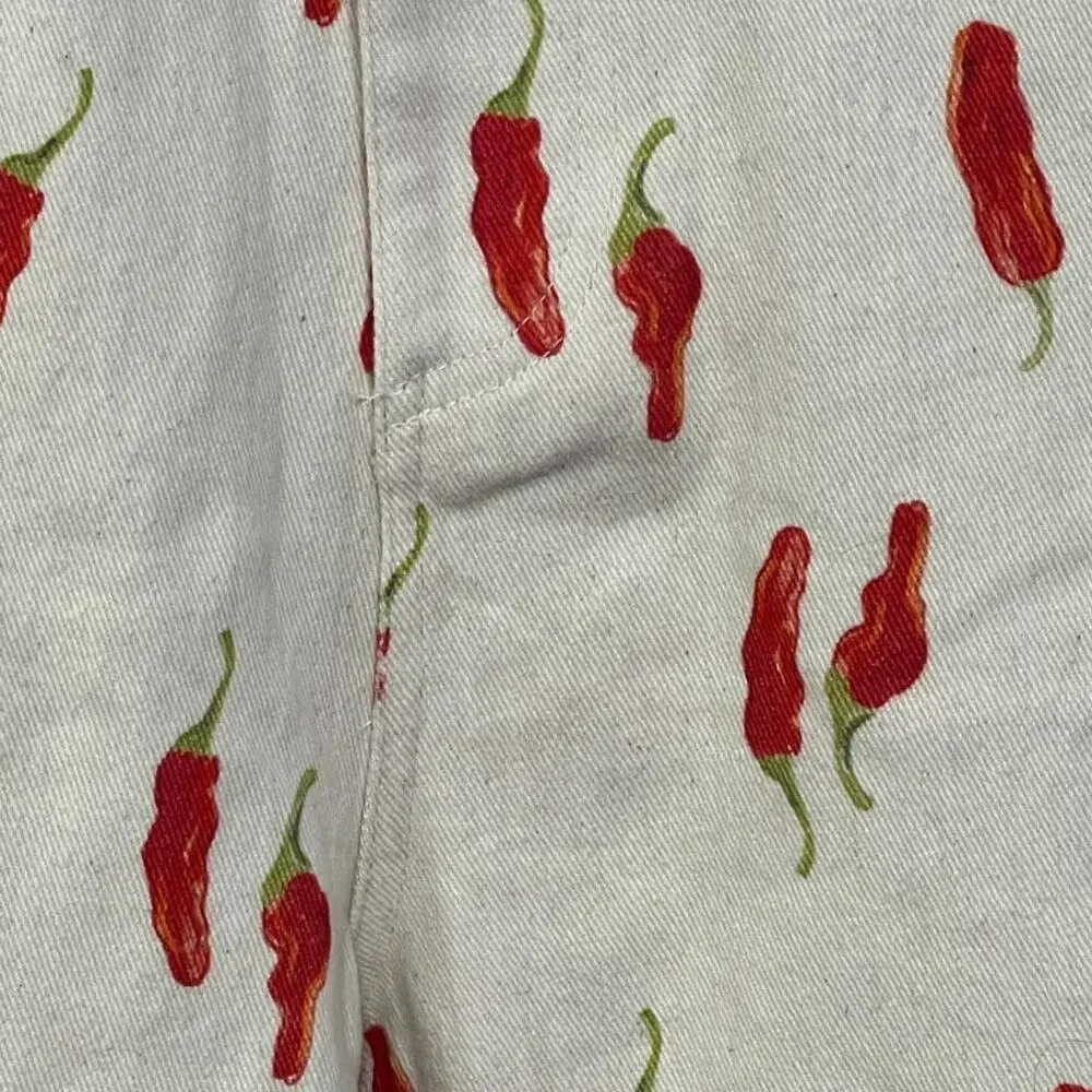 Bailey Rose Chili Pepper Print Novelty Wide Leg Pants NWOT X-Small Soft Denim - Picture 2 of 6